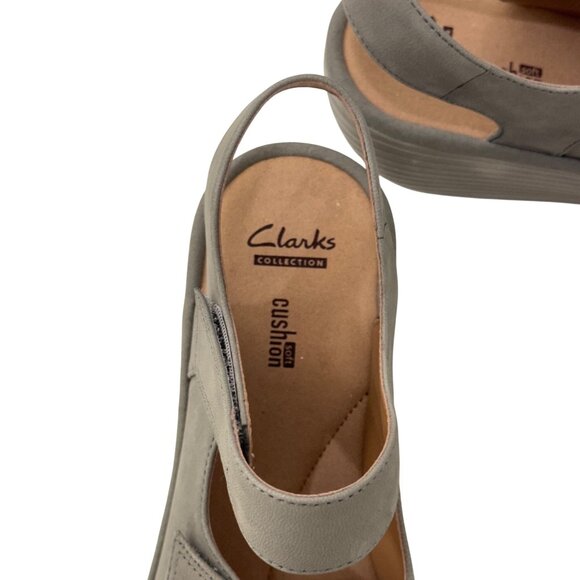 Clarks Reedly Juno Tan Sage Leather Wedge Sandals Womens 9.5M Adjustable Straps - Picture 6 of 15